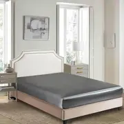 King Single Fitted Sheet, 2000TC Silk Satin, Ultra Soft, Deep Pocket, Gray