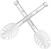 GREENADSCAPE 2 PCS Transparent Honey Stirrer Wand Honey Sticks with Dipper and Jar Kitchen Tool and Versatile Stirring