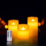 LED Candles Flameless Flickering Pillar Candles with Remote and Timer Battery Operated 3D Wick Real Wax Ivory Warm Light LED Pillar Candles for Home Decoration