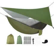 Camping Hammock with Rain Fly Tarp and Mosquito Net Tent Tree Straps, Portabl...