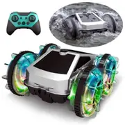 Amphibious RC Cars for Kids with LED Lights,2.4GHz Waterproof Remote Control Car Boat,4WD RC Stunt Car Pool Toys for Boys Girls