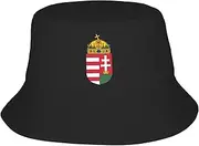 [Generic] Hungary Bucket Hat Coat of arms of Hungary Emblem Fishing Hat for Hungarian Outdoor Decoration Sun Cap Black, Black, One Size