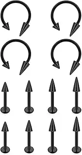 [Lcolyoli] Snake Bite Jewelry 12PCS Lip Rings Lip Piercing Jewelry Labret Jewelry Monroe Lip Barbell Ring 16G Angel Fangs Piercing Jewelry Surgical Steel Piercing Jewelry for Women Men