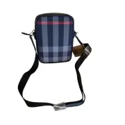 Burberry Paddy Crossbody IP Check Bag, Navy/Red with black leather