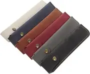 6PCS PU Leather Pen Sleeve Vintage Handmade Fountain Pen Pouch Portable Pen Holder Single Fountain Pen Case (Black+Dark Blue+Gray+Wine Red+Brown+White)