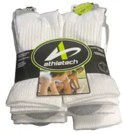 Kmarts Athletech Boy's White Crew Classic Sport Socks Shoe Size 3-9