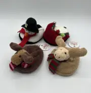 DrinkWear Christmas Plush Wearable Coasters Set Of 4 NEW Elf Shoes Reindeer Wine