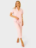Edited Sleep Women's Rib 3/4 Length Pyjama Set, Pink, Size 8