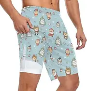 [ZZXXB] Xmas Corgi Dog Bunny Athletic Shorts for Men with Pockets 2 in 1 Quick Dry Running Shorts S-3XL