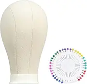 Folpus Canvas Block Head Cloth Head Wig Holder Hat Display Stand Table Training Head with 40 pins, Head 58cm