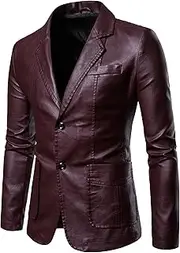 [Zylphorix] Men's Formal Leather Jacket - Timeless Brown Color with Notch Lapel & Practical Storage