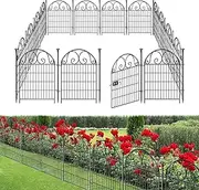 Getlay Tall Garden Fence Animal Barrier with Gate, 32 in(H) 16 Panels Metal Temporary Fencing│Patented