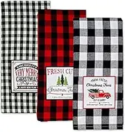 DII Holiday Kitchen Towels Embroidered Dish Towel Set, 18x28, Tree Farm, 3 Piece