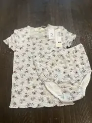 Lux Baby / Rib Floral Print T-Shirt and Bloomers Set
