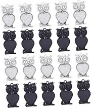 [GLSTOY] 20pcs Animal Pendant Epoxy Frame Set Owl Charm Pendant Owl Blank Bezels DIY Pendant Charms Pendant Clasp for Necklace Porcelain Egg Holder Jewelry Making Pendants Zinc Alloy Black