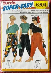 80s Vintage Burda Pattern 6304 MC Hammer Style Pants Size 8-22 NEW
