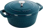 [STAUB] Twist Cocotte Z1023-189 Round Lamer 7.9 inches (20 cm) Nickel Knob Specification, Large, Two-Handed, Cast Enameled Pot, Induction Compatible