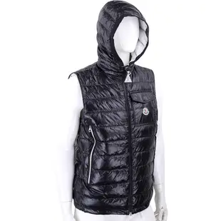 MONCLER Ragot 衍縫黑色羽絨連帽背心 夾克(男款)