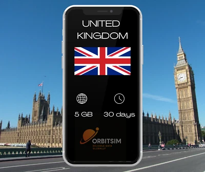 United Kingdom - 5GB for 30 days - Mobile Data eSIM - Fast Delivery