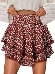 [onlypuff] Flowy Shorts for Women Ruffle Skorts Mini Skirts High Waisted Teen Gilrs Tennis Skort Summer Shorts