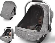 Baby Car Seat Cover, Compatible with Doona car seat and Stroller,Large Mesh Window, Breathable Fabric, Infant Windproof Canopy, Perfect for Baby Boy & Girl Sun Shade Cover for Summer and Spring Use.