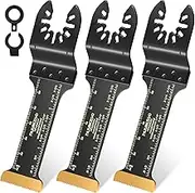 Nuyikaso 3 Pack Titanium Multi Tool Blades Extra-Long Reach Oscillating Saw Blades Multitool Accessories Kit for Wood Metal Screws Plastic Compatible with Fein Multimaster Makita DeWalt Bosch