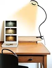 Honwor USB Desk Lamp with 48 LED Lights, 3 Modes & 10 Brightness Levels, 360° Adjustable Gooseneck for Reading, Studying, Crafting - Eye-Friendly Black Design