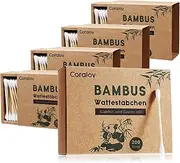 Bamboo Cotton Swab 1000PCS Double Cotton Buds Wooden Cotton Bud Craft Paper Packaging Recyclable Biodegradable Cotton Buds for Ear Skin Jewelry Art Pet Cleaning （5 PACKS OF 200 STICKS)）