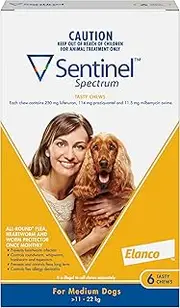 Sentinel™ Spectrum Fleas, Heartworm & Worms for Dogs 11 - 22kg - 6 Pack