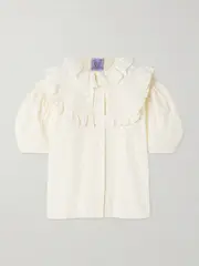 [Thierry Colson] Thierry Colson - Vanina Ruffled Floral-print Cotton-voile Blouse - Off-white - small small Off-white