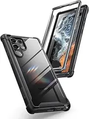 i-Blason Ares Series Case Designed for Galaxy S22 Ultra 5G (2022 Release), Rugged Clear Bumper Case Without Built-in Screen Protector (Black)