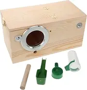 JUMPLAWN 1 Set Parrot Nesting Box Budgie Cage Bird Nest Hanging Bird House Small Parakeet Nest Bird House for Cage Budgie Nesting Boxes Bird Cage House Birds Nest Wooden Beige