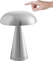 CYGEVUGL Mushroom Led Table Lamp,Touch Sensor Desktop Night Light Rechargeable Cordless Bedside Lamps for Restaurant Hotel Bar Bedroom Kids Nursery Decor，Silver