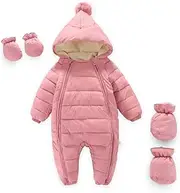 Minnie Me Baby Pom Hooded Velvet Snowsuit Overalls Pink 6-9M Tag80