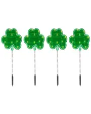 Northlight Set of 4 Shamrock Lighted Lawn Stakes