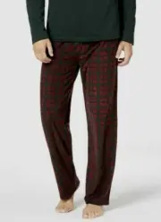 $62 Club Room Men's Red Plaid Pajama PJ Warm Fleece Pants Lounge Sleepwear L