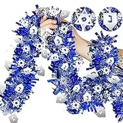 2 Pack Hanukkah Decorations, 36 Ft by 6 Inch Hanukkah Tinsel Garland with Dreidel Star of David Silver Ornaments Blue Metallic Streamers, Indoor Outdoor Chanukah Decorations Home Party Supplies