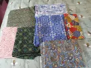 Lot of Vintage Fabric Birds Flowers Patchwork Boats Paisley Windmills Peacocks