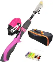 4PCS/Set Kids Fishing Set Portable Telescopic Fishing Rod 6-Section Beginner Pole with Spinning Reel, Portable Bag, Tackle Box for Boys, Girls Telescopic Rod (Style 2)