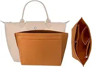 XSDSLS Handbag Organiser Purse Organiser for Longchamp Felt Bags Organiser with Multiple Pockets for Longchamp Le Pliage Purse Accessories for Longchamp Carry Bag (Camel, S)