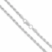 2.5MM Solid 925 Sterling Silver Italian DIAMOND CUT ROPE CHAIN Necklace Italy