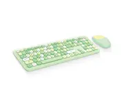 Wireless Keyboard and Mouse Combo 2.4GHz with Numeric Keypad - Round Keys (Green)