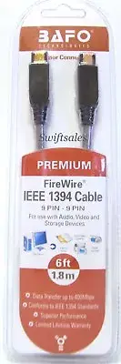 BAFO Premium IEEE 1394 Firewire / Sony i.LINK Cable 6FT 9/9 9 Pin To 9 Pin
