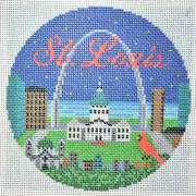 Hand-painted Needlepoint Canvas, St. Louis, 5" Circle, 18m