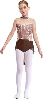 [Miutii] Kids Girls Elegant Ballet Dance Unitards Gymnastics Leotards Bodysuits Rhinestones Sleeveless Backless For Stage