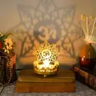 Gold Projection Candle Holder Iron Art Hollow Carved Candlestick Desk