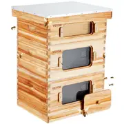 Bee Hive 30 Frame Bee Hives Starter Kit, Beeswax Coated Fir Wood, 2 Deep + 1 Medium Bee Boxes Langstroth Beehive Kit, Transparent Acrylic Windows with Foundations for Beginners Pro