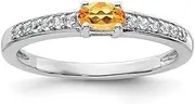 [JewelryWeb] 925 Sterling Silver Citrine and White Topaz Ring Band Style-Ring for Women