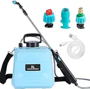 Battery Powered Sprayer 5l/8l, Electric Garden Sprayers with 3 Mist Nozzle & Retractable Handle, Retractable Wand, Weed Sprayer Pump, Automatic Spray Shoulder Type Lawn Sprayer Green 8L