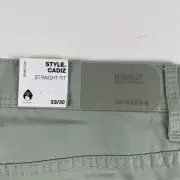 NWT Brax Pants Mens 33/30 Straight Fit Green Cadiz Ultralight Sustainable Cotton